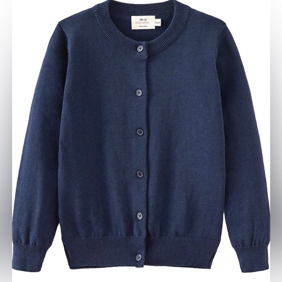 Girls Cardigans Uniform Sweater - Navy Blue - Picture 2 of 4